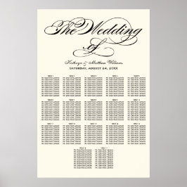 Póster Elegante gráfico de asientos Boda de caligrafía ne