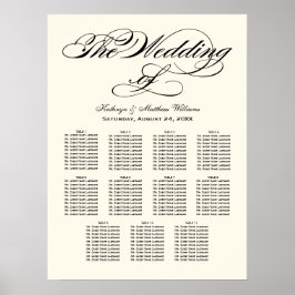 Póster Elegante gráfico de asientos Boda de caligrafía ne