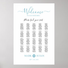 Póster Elegante gráfico de asientos Boda de doble felicid