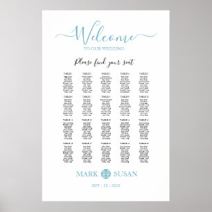 Póster Elegante gráfico de asientos Boda de doble felicid