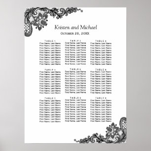 Póster Elegante gráfico de asientos Boda de encaje blanco