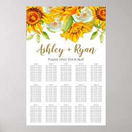 Póster Elegante gráfico de asientos Boda de girasol