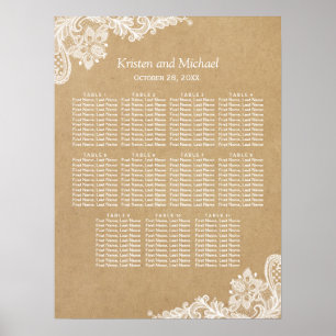 Póster Elegante gráfico de asientos Boda de Kraft de enca