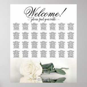 Póster Elegante gráfico de asientos Boda de la rosa blanc