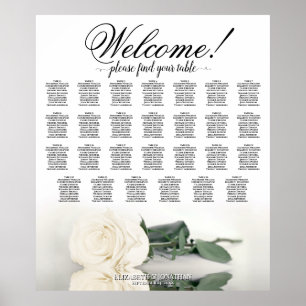Póster Elegante gráfico de asientos Boda de la rosa blanc
