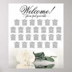 Póster Elegante gráfico de asientos Boda de la rosa blanc