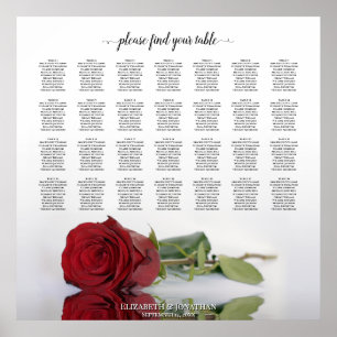 Póster Elegante gráfico de asientos Boda de la Rosa Roja