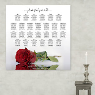 Póster Elegante gráfico de asientos Boda de la Rosa Roja