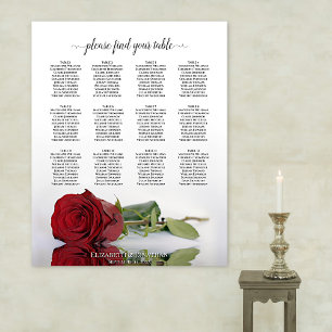 Póster Elegante gráfico de asientos Boda de la Rosa Roja