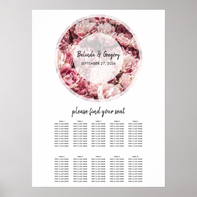 Póster Elegante gráfico de asientos Boda de los peones ro (Frente)