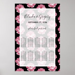 Póster Elegante gráfico de asientos Boda de Rosas de colo