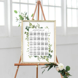Póster Elegante gráfico de asientos Boda de vegetación