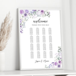 Póster Elegante gráfico de asientos Boda floral de Lilac