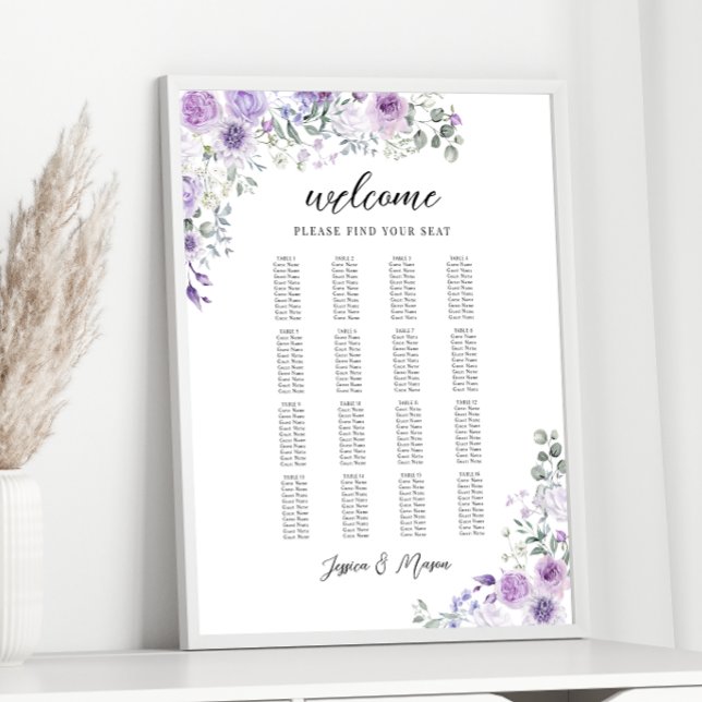 Póster Elegante gráfico de asientos Boda floral de Lilac  (Subido por el creador)