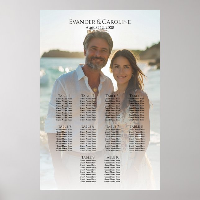 Póster Elegante gráfico de asientos boda fotográfico 10 m (Frente)