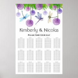 Póster Elegante gráfico de asientos Boda púrpura