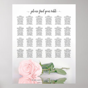 Póster Elegante gráfico de asientos Boda rosa rosa 24 de