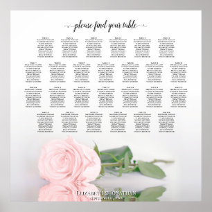 Póster Elegante gráfico de asientos Boda rosa rosa 26 de