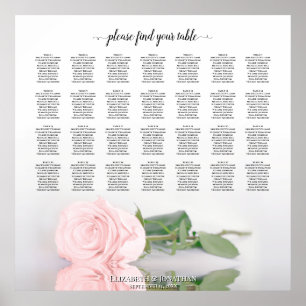 Póster Elegante gráfico de asientos Boda rosa rosa 28 de