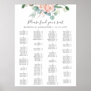 Póster Elegante gráfico de asientos Boda simple con flore
