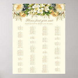 Póster Elegante gráfico de asientos con Boda de flores de