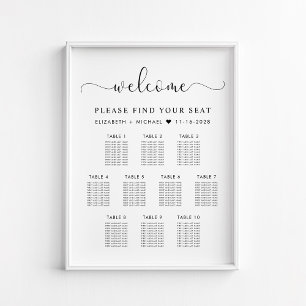 Póster Elegante gráfico de asientos de 10 Bodas de mesa