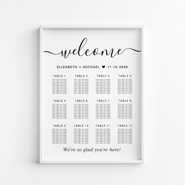 Póster Elegante gráfico de asientos de 12 Bodas de mesa (Subido por el creador)