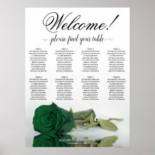 Póster Elegante gráfico de asientos de 8 mesas con rosas