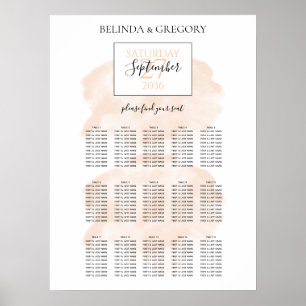 Póster Elegante gráfico de asientos de Boda acuático