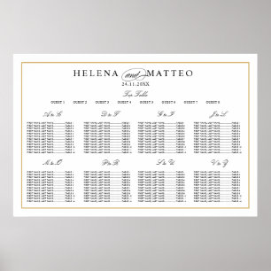 Póster Elegante gráfico de asientos de Boda alpino dorado