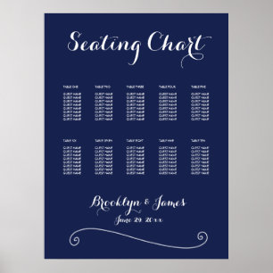 Póster Elegante gráfico de asientos de Boda azul de la Ma