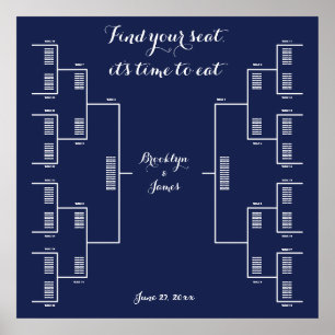 Póster Elegante gráfico de asientos de Boda azul de la Ma