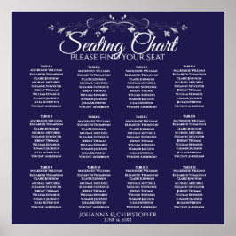 Póster Elegante gráfico de asientos de Boda azul de la Ma
