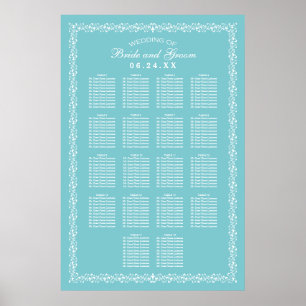 Póster Elegante gráfico de asientos de boda con floritura