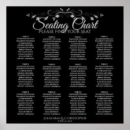 Póster Elegante gráfico de asientos de boda de 12 mesas e