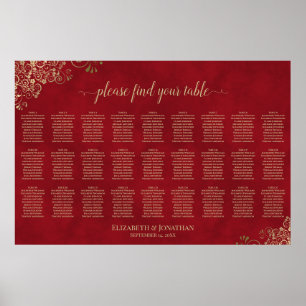 Póster Elegante gráfico de asientos de boda de 27 mesas e