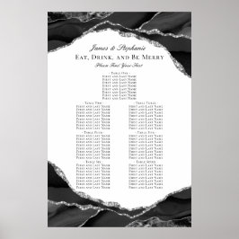 Póster Elegante gráfico de asientos de Boda de Agate negr