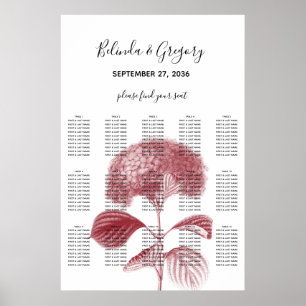 Póster Elegante gráfico de asientos de Boda de hidrangea 