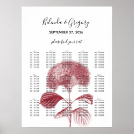 Póster Elegante gráfico de asientos de Boda de hidrangea