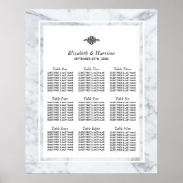 Póster Elegante gráfico de asientos de Boda de mármol vin