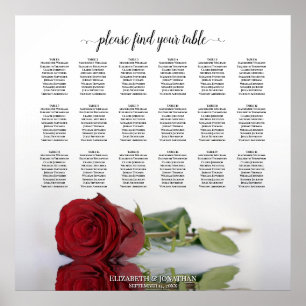 Póster Elegante gráfico de asientos de boda de mesa 18 Ro