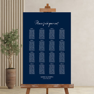 Póster Elegante gráfico de asientos de Boda de mesa azul