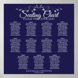 Póster Elegante gráfico de asientos de Boda de mesa azul