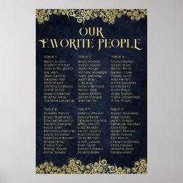 Póster Elegante gráfico de asientos de Boda de Swirl Blue