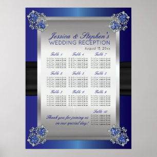 Póster Elegante gráfico de asientos de Boda de zafiro de 