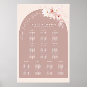 Póster Elegante gráfico de asientos de Boda floral de Rub