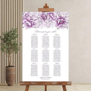 Póster Elegante gráfico de asientos de boda floral rosa p
