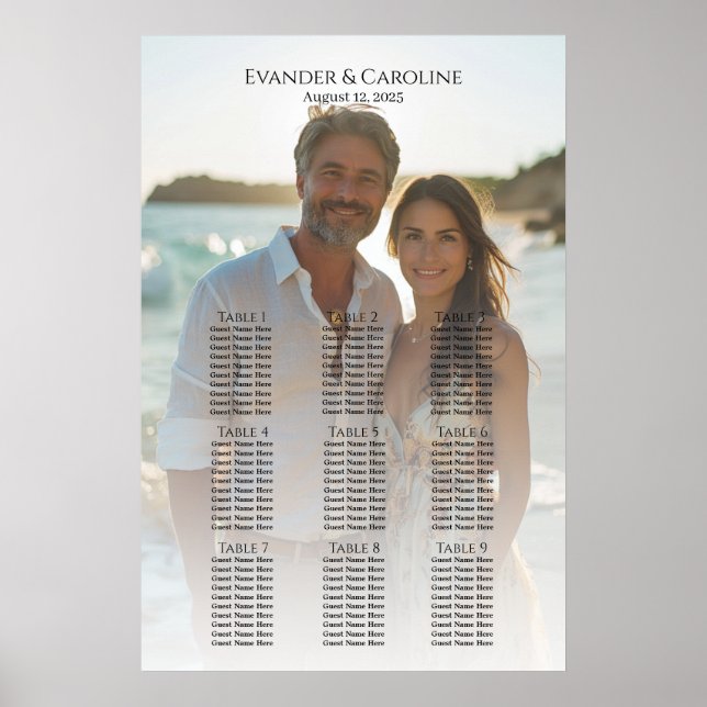 Póster Elegante gráfico de asientos de boda fotográfico 9 (Frente)