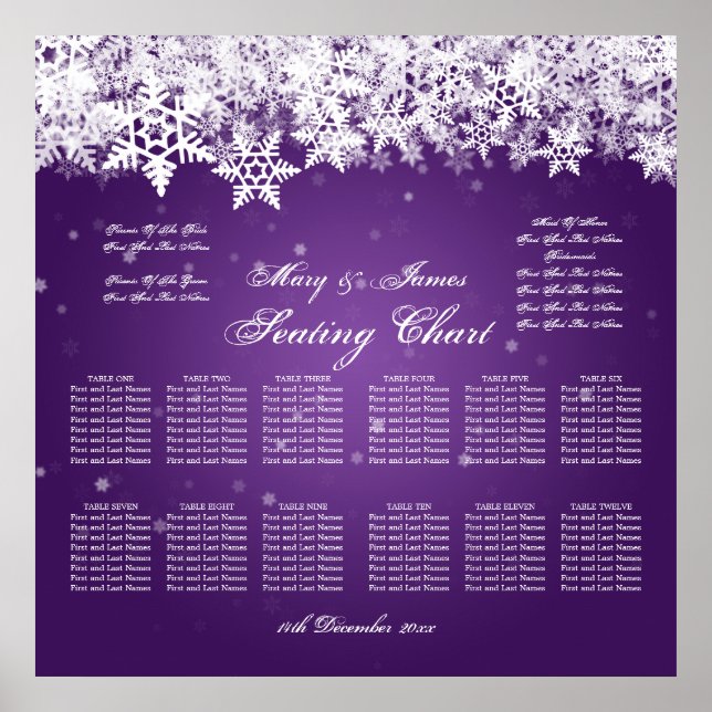 Póster Elegante gráfico de asientos de boda invierno Niev (Frente)