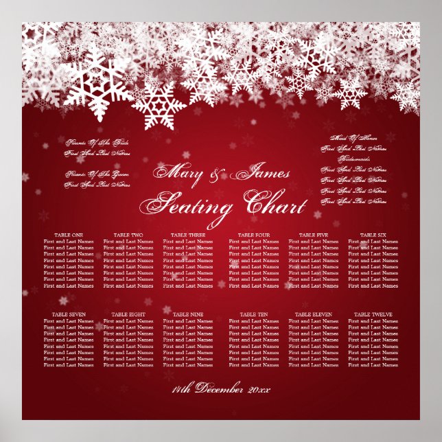 Póster Elegante gráfico de asientos de boda invierno Niev (Frente)
